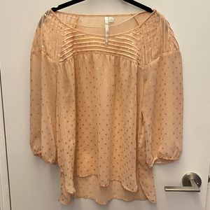LC Lauren Conrad 3/4 Sleeve Pink & Silver Blouse